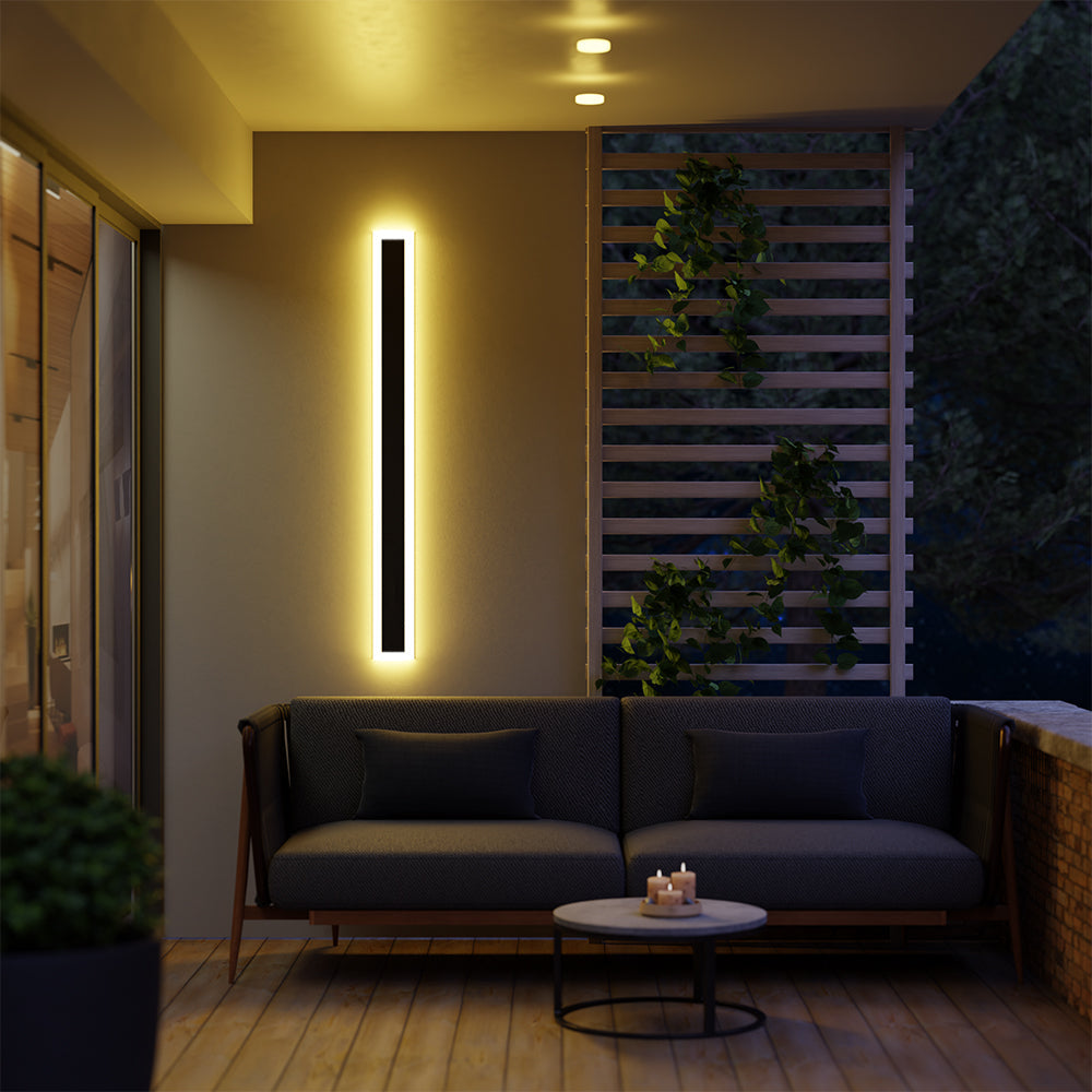 Ray Moderna Lineal Metal Aplique de Pared Exterior Negra