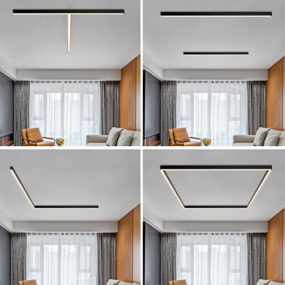 Arisha Moderna Minimalista Lineal Metal LED Lámpara de Techo Negra