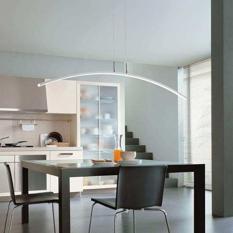 Arisha Minimalista Curva Lineal Metal Lámpara Colgante Negra/Blanca