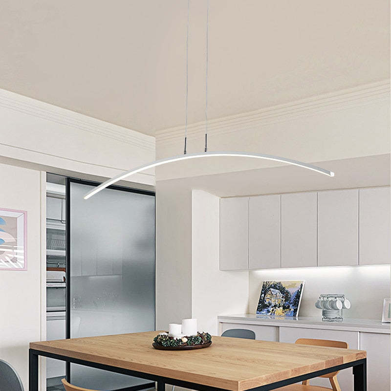 Arisha Minimalista Curva Lineal Metal Lámpara Colgante Negra/Blanca