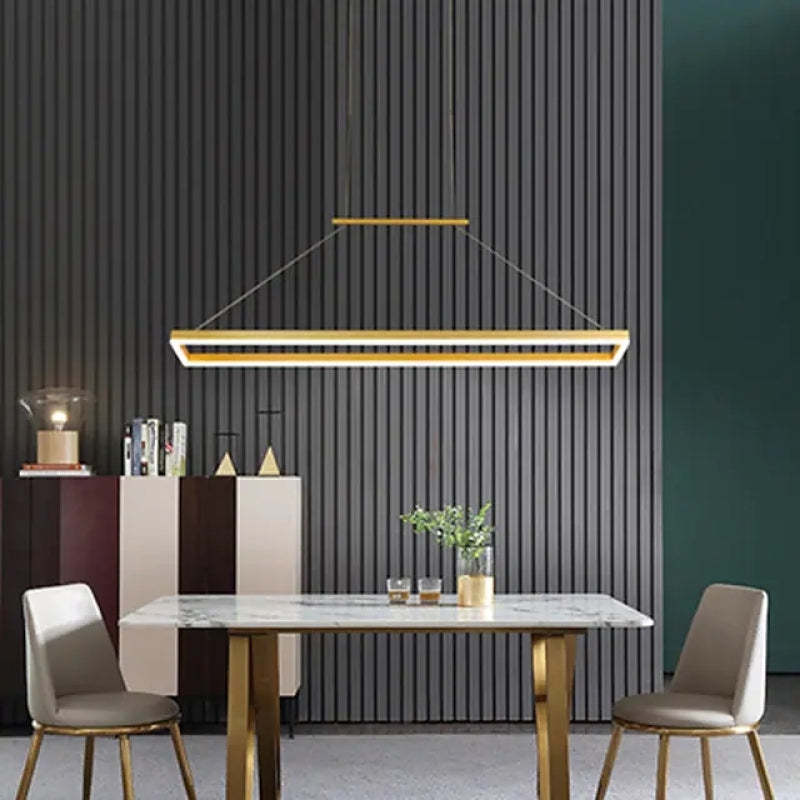 Arisha Clásica Rectangular Metal Lámpara Colgante Café/Dorada