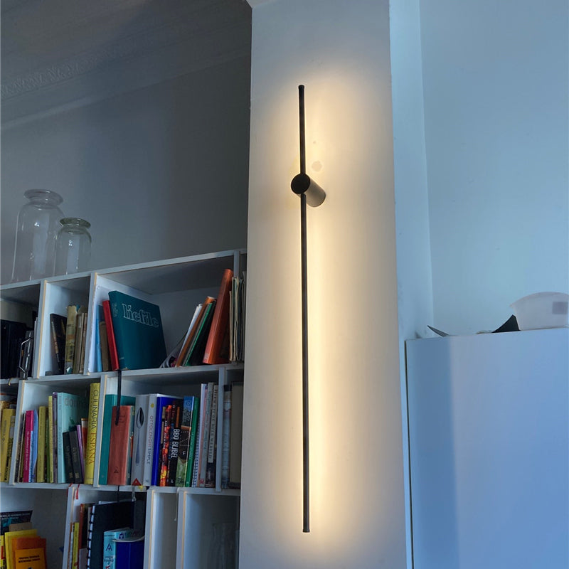 Ray Minimalista Lineal Metal Aplique de Pared Interior Negro