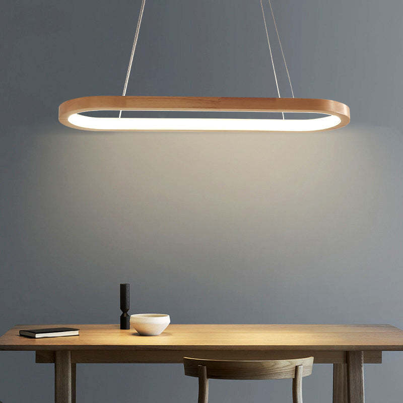 Muto Simple Nordica Ovalada Madera/Acrílico Lámpara Colgante Madera