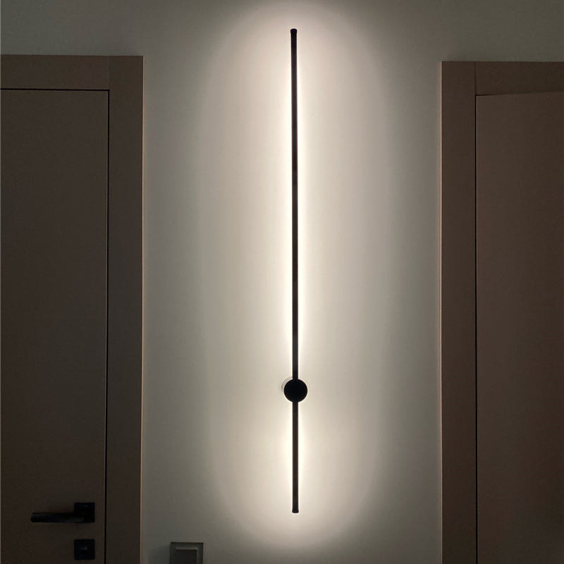 Ray Minimalista Lineal Metal Aplique de Pared Interior Negro