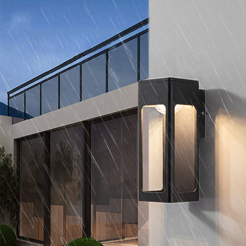 Ray Moderno Rectangular Aplique de Pared Exterior Negro