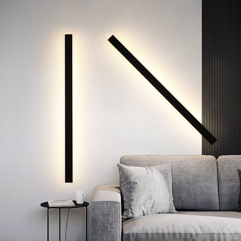 Ray Minimalista Lineal Metal Acrílico Aplique de Pared Exterior Negro