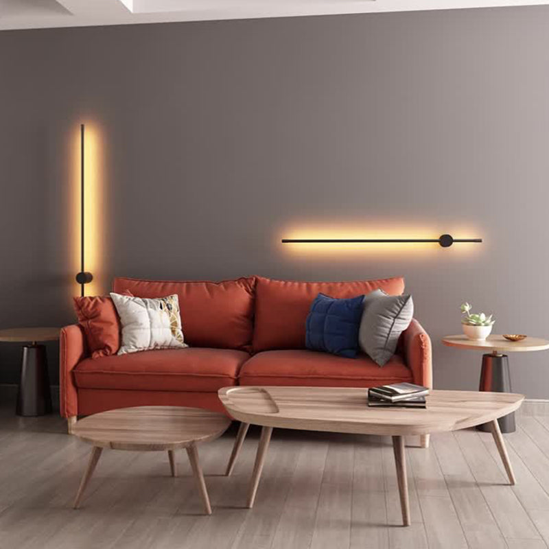 Ray Minimalista Lineal Metal Aplique de Pared Interior Negro