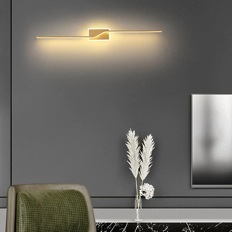 Arisha Minimalista Lineal Metal Aplique de Pared Negro/Dorado