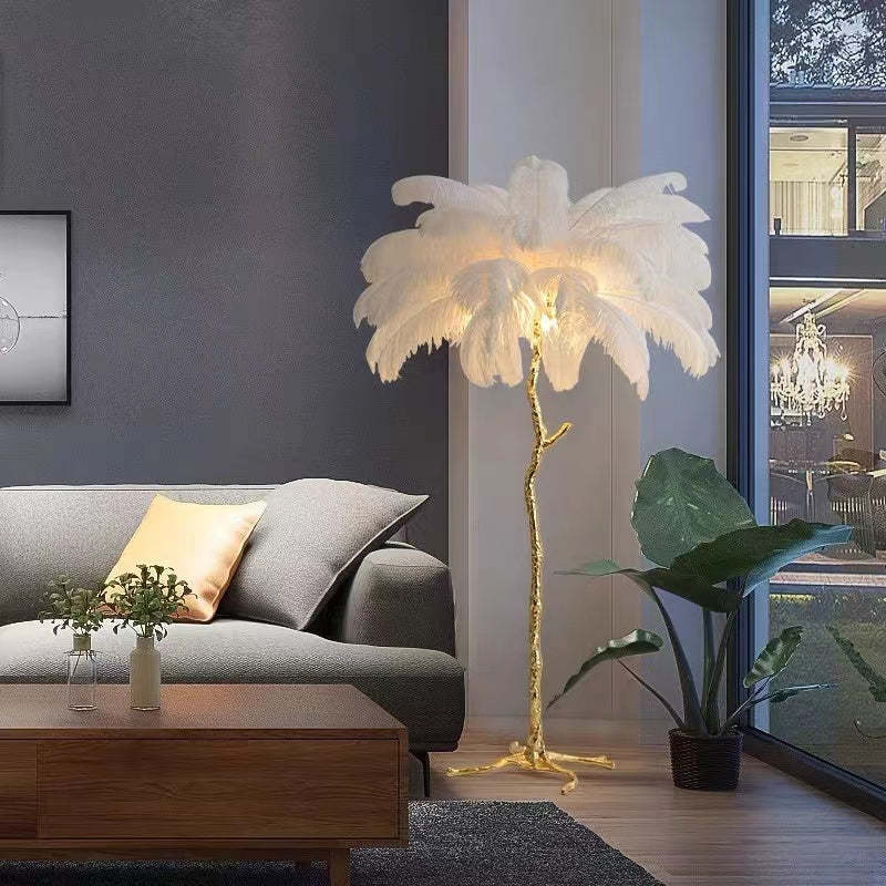 O'Moore Luxury Árbol Pluma/Resina Lámpara de Pie/Mesa