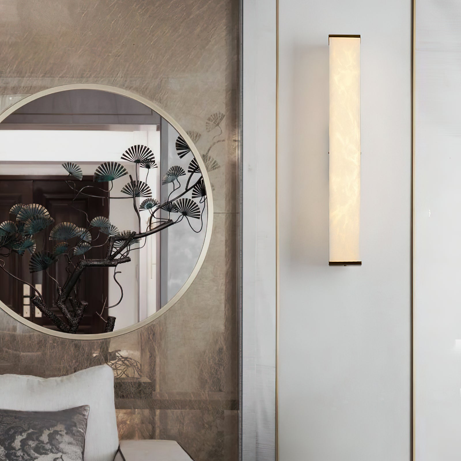 Arcus Modern Minimalist Elegance Brass Alabaster Sconce Wall Lamp - Lamp Copper