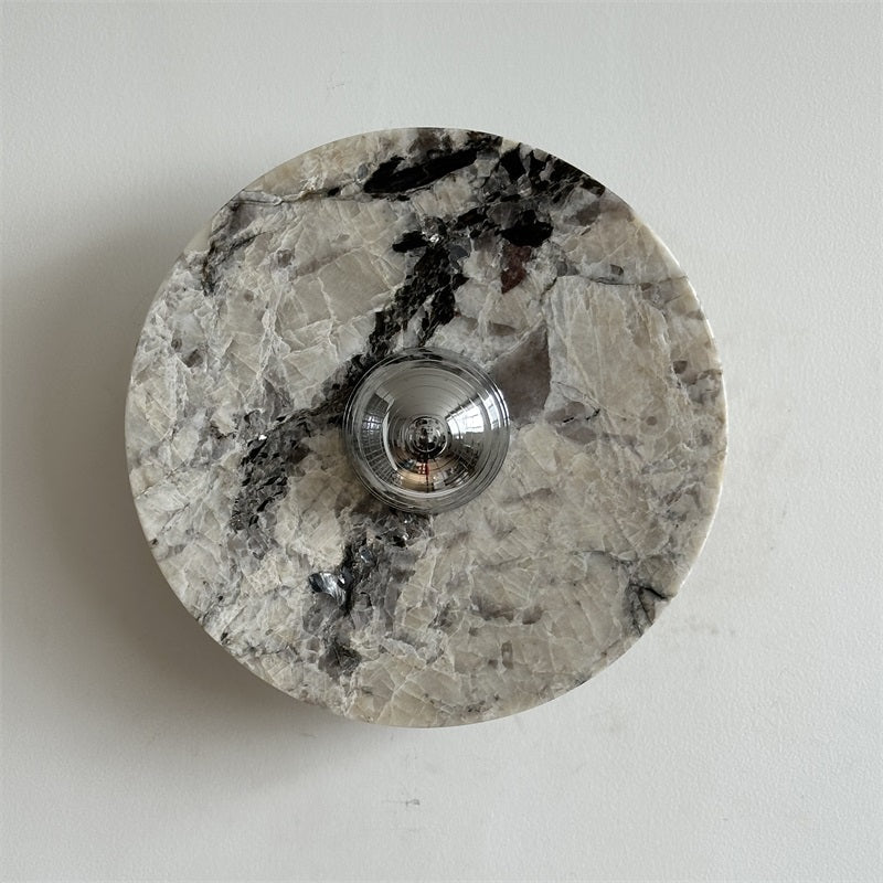 Zeno Modern Minimalist Round Chrome Marble Metal Wall Sconce - Lamp Copper