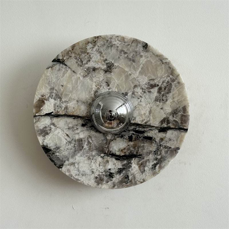 Zeno Modern Minimalist Round Chrome Marble Metal Wall Sconce - Lamp Copper