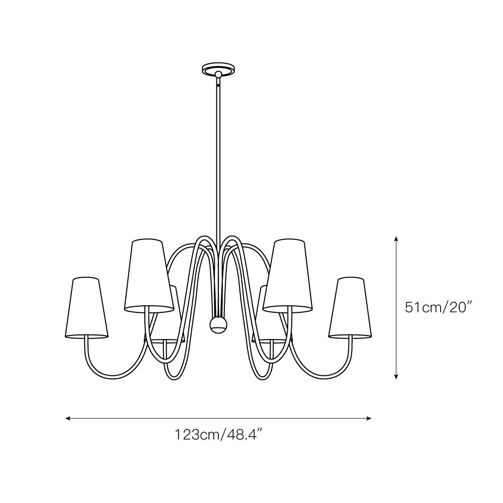 Cevaris Individual Creativity Curved Brass Fabric Chandelier - Lamp Copper