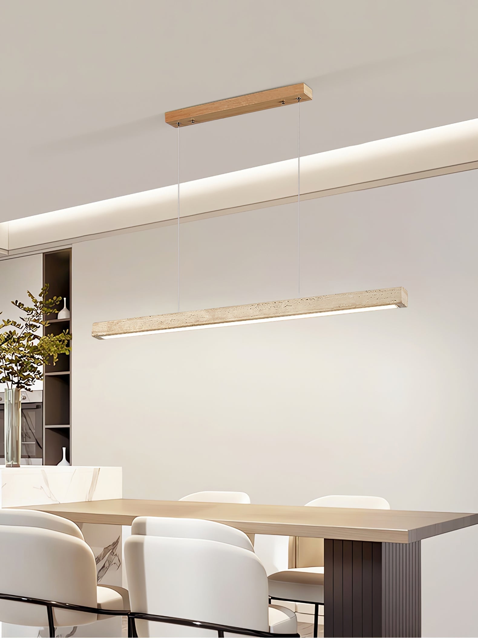 Imiror Minimalist Travertine Linear Pendant Light - Letslighting