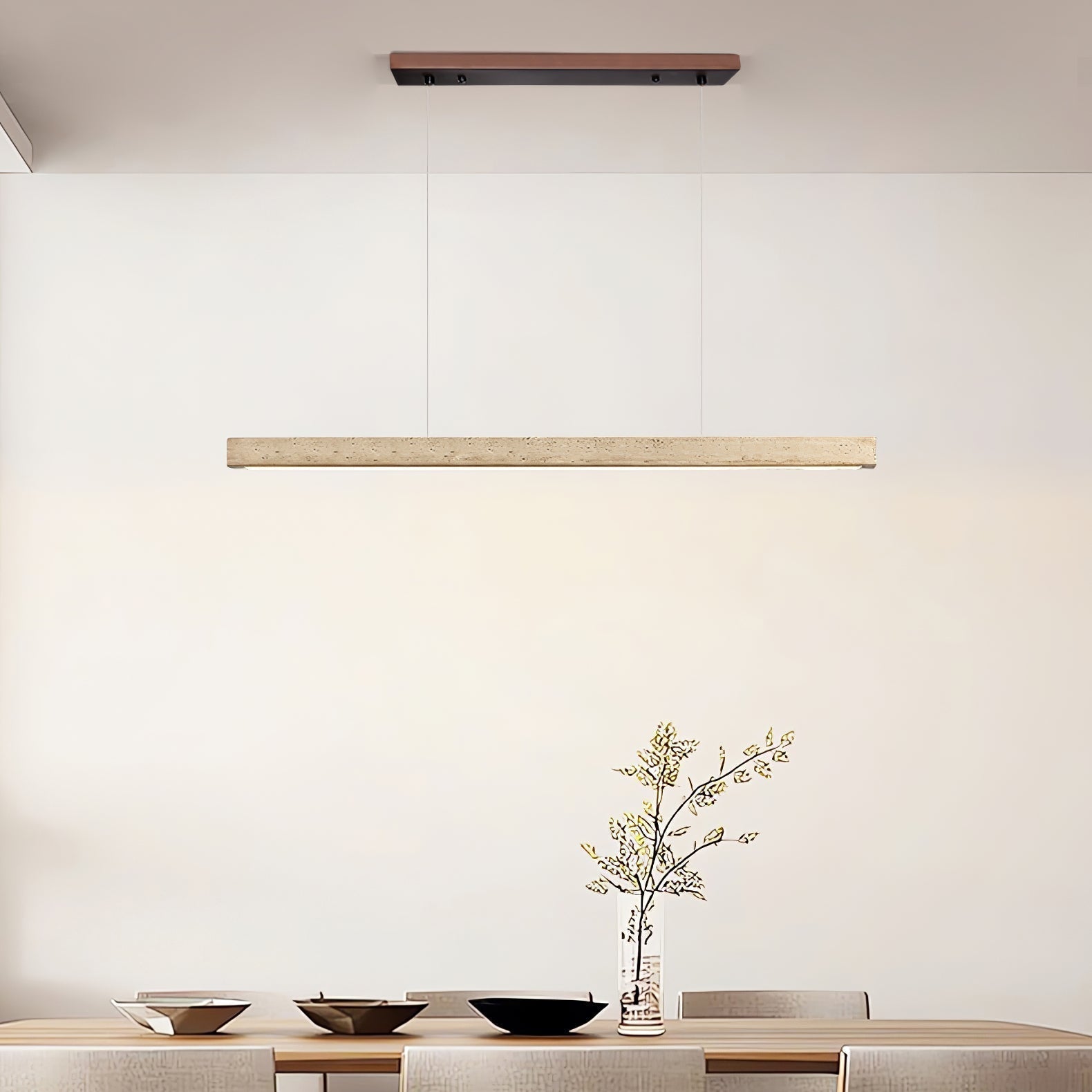 Imiror Minimalist Travertine Linear Pendant Light - Letslighting