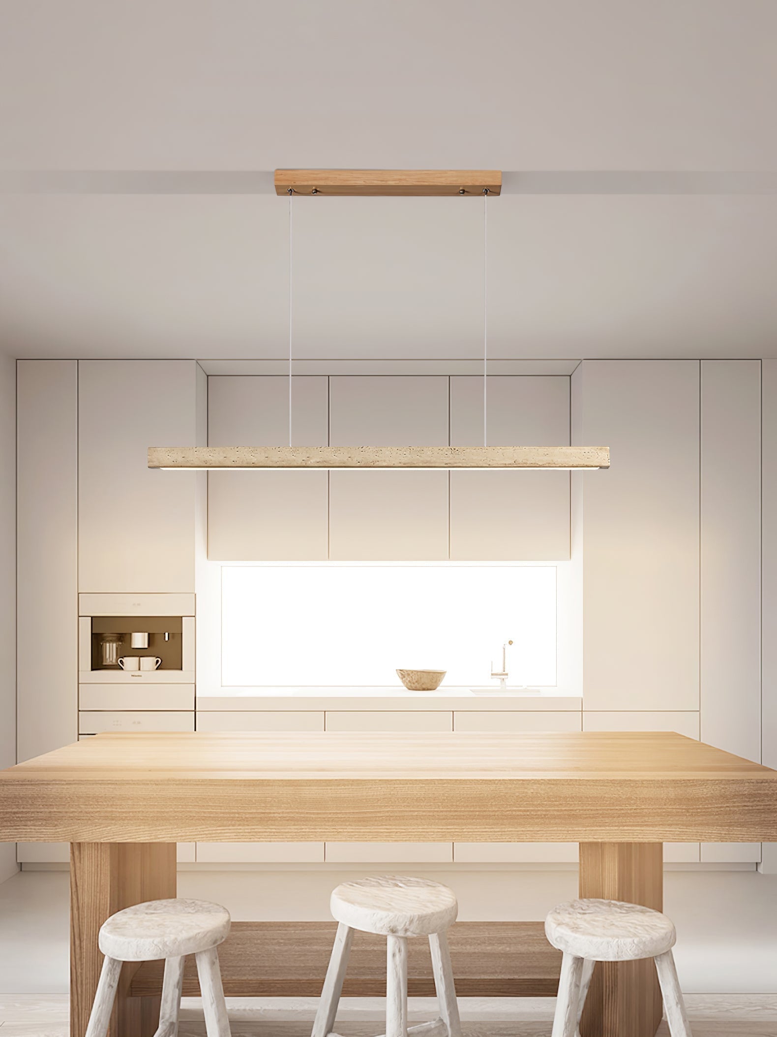 Imiror Minimalist Travertine Linear Pendant Light - Letslighting
