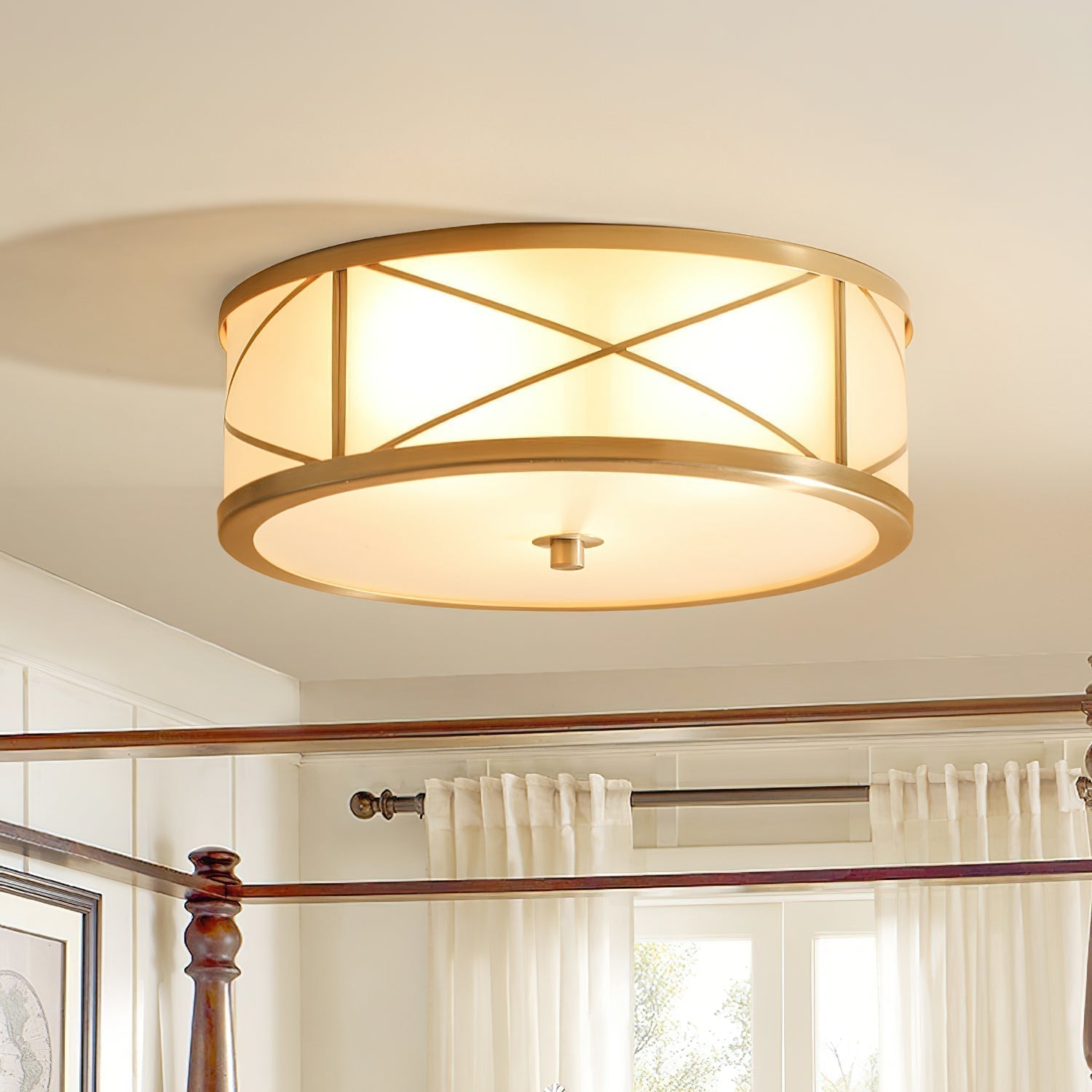 Vovene Modern Minimalist Brass Glass Ceiling Light - Lamp Copper