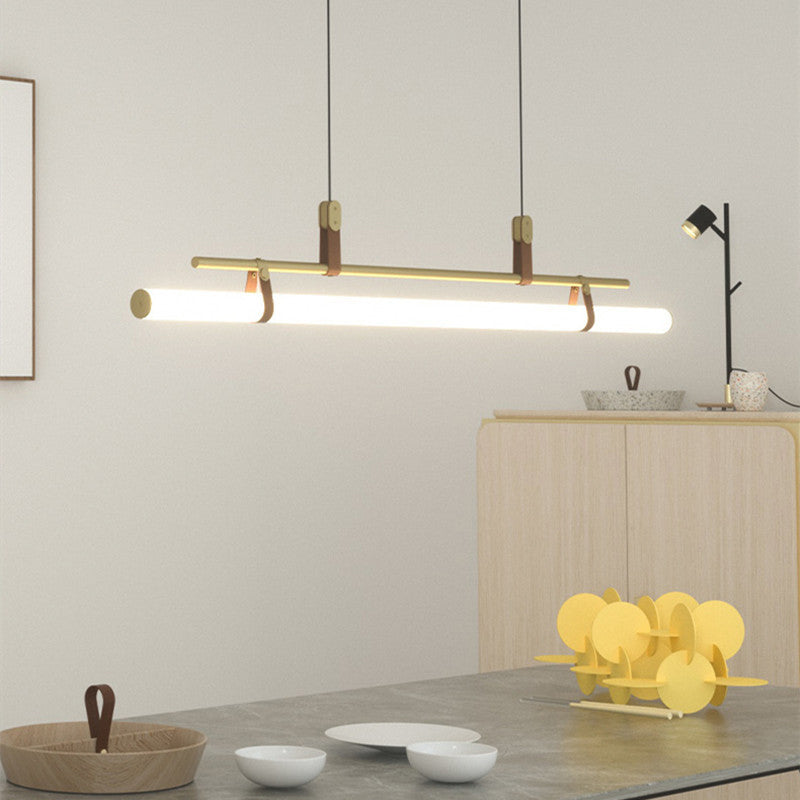 Arisha Minimalista Lineal Metal/Acrílico Lámpara Colgante Negra/Ora