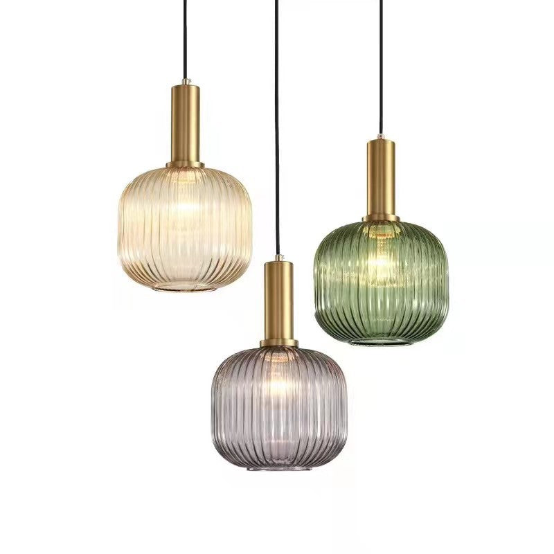 Valentina Retro Nórdica Lámpara Colgante Metal/Vidrio Gris/Verde