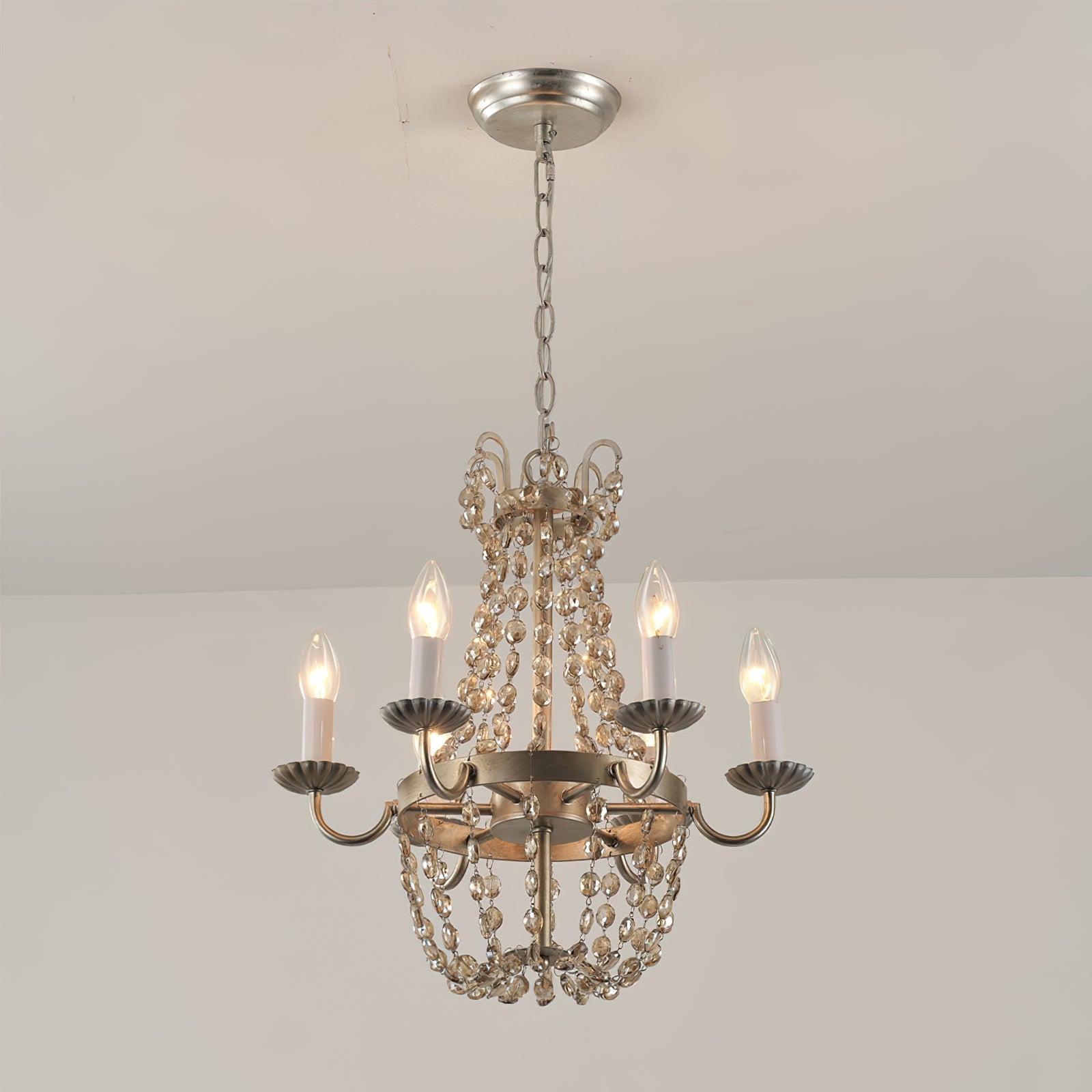 Oraeisra Vintage Flea Market Crystal Chandelier - Lamp Copper
