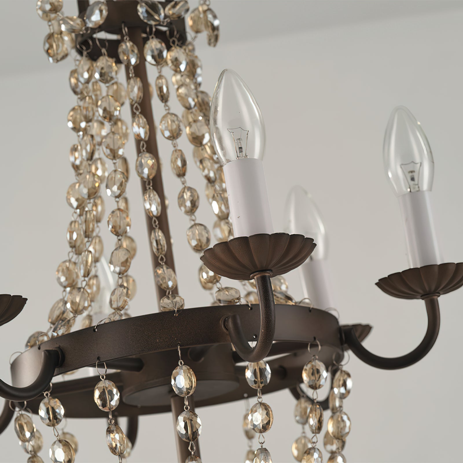 Oraeisra Vintage Flea Market Crystal Chandelier - Lamp Copper