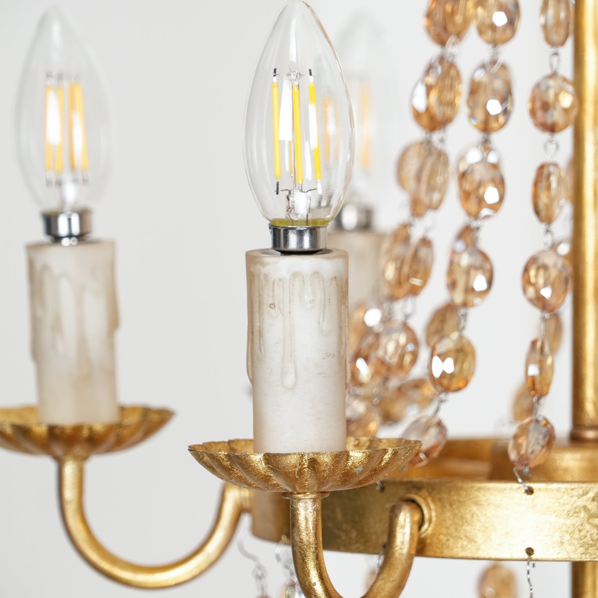 Oraeisra Vintage Flea Market Crystal Chandelier - Lamp Copper