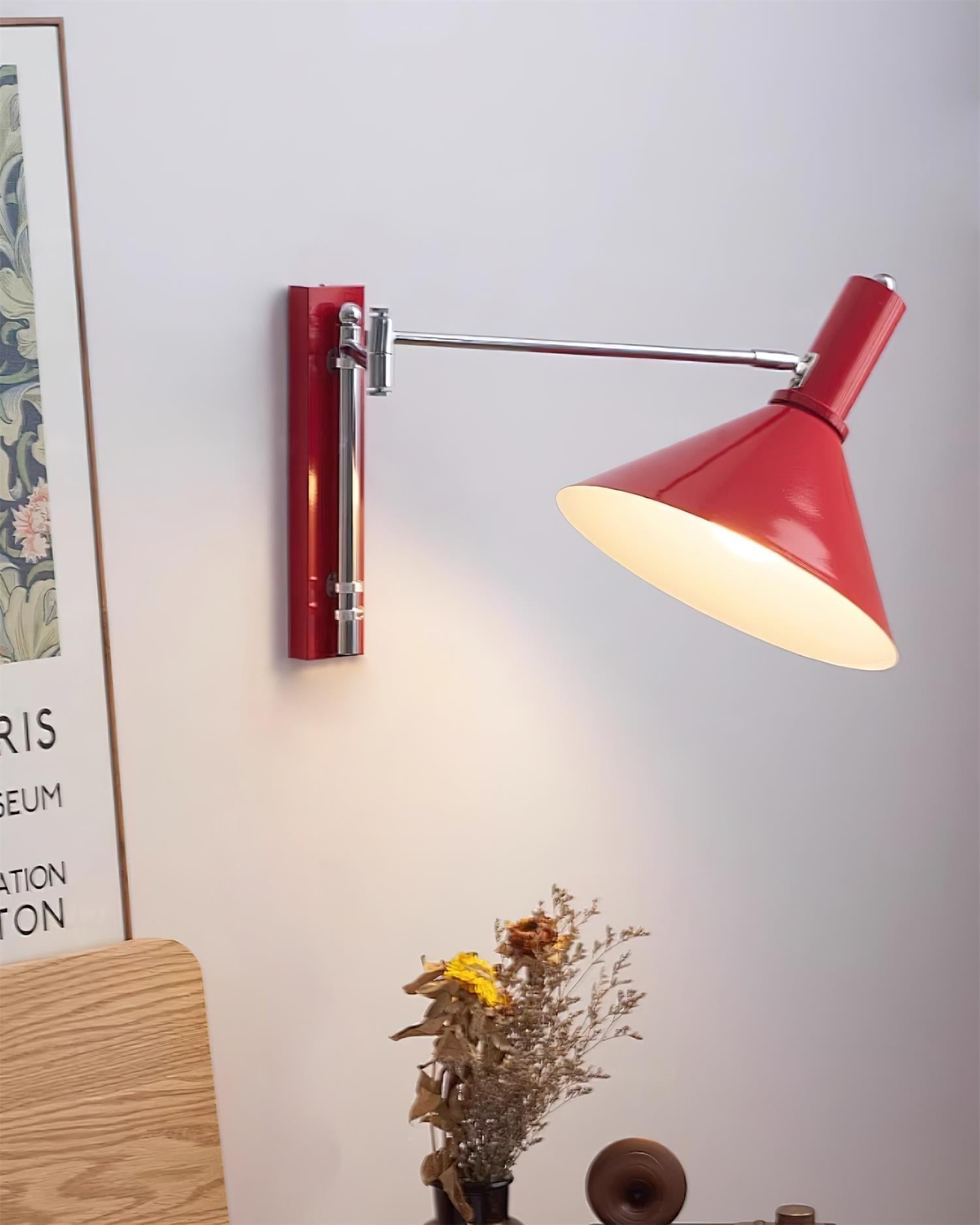 Wall Lamp Modern Adjustable Metal Arm Red Shade Reading Light - Letslighting