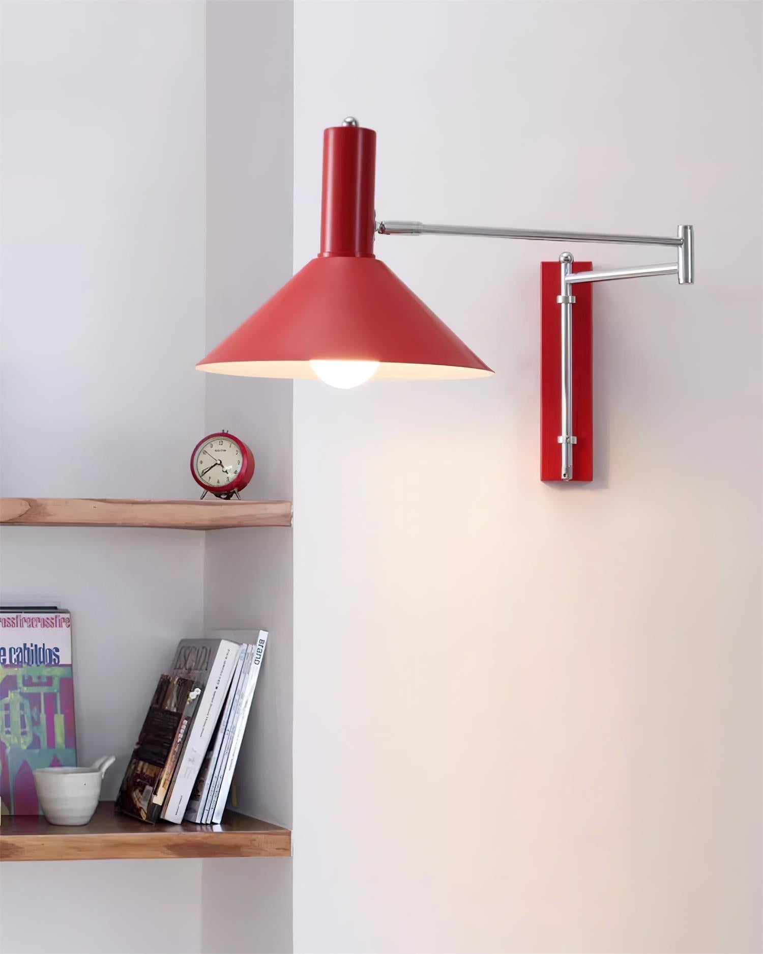 Wall Lamp Modern Adjustable Metal Arm Red Shade Reading Light - Letslighting