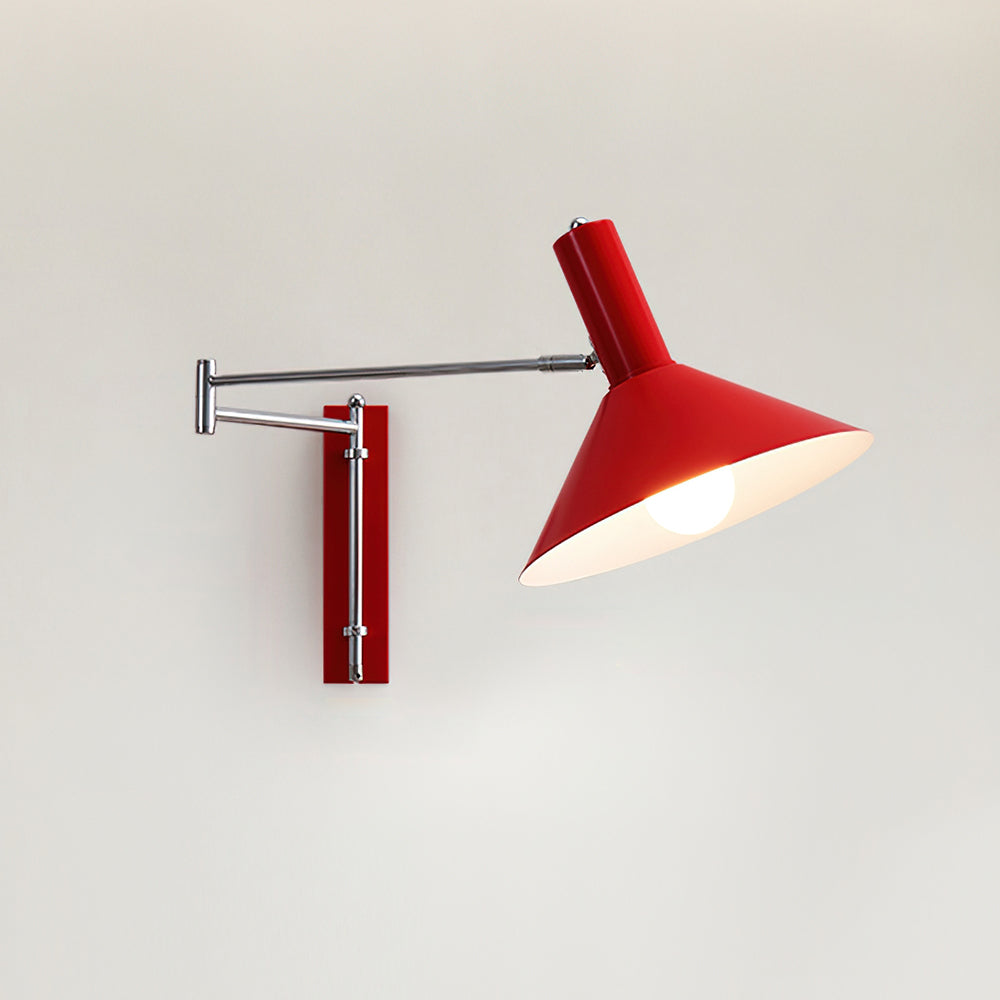 Wall Lamp Modern Adjustable Metal Arm Red Shade Reading Light - Letslighting