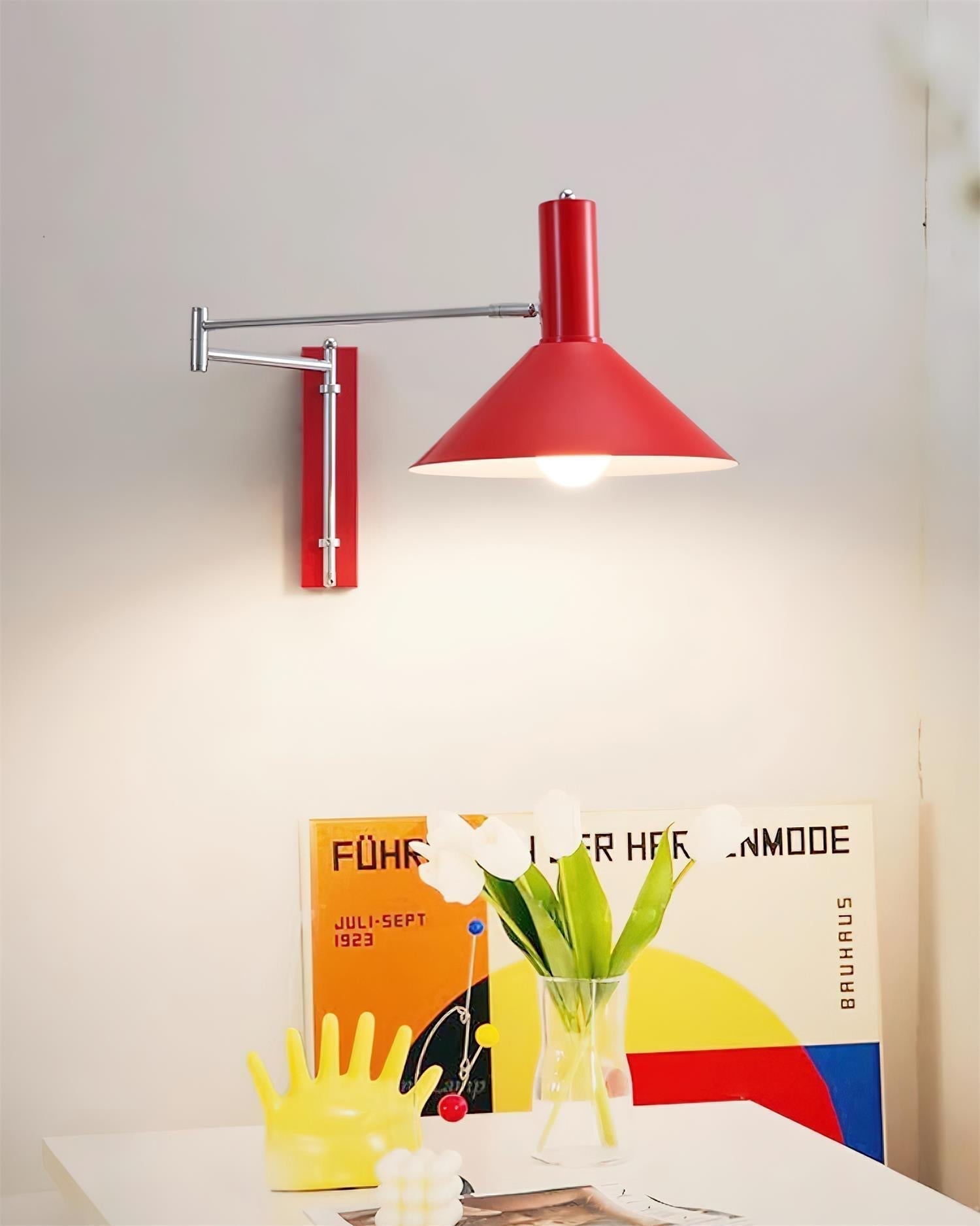 Wall Lamp Modern Adjustable Metal Arm Red Shade Reading Light - Letslighting