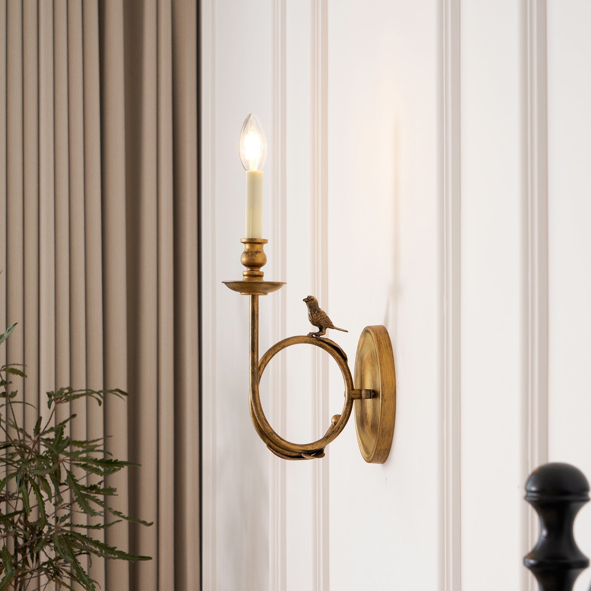 Silva Aplique de Pared Interior Vintage con Forma de Pájaro