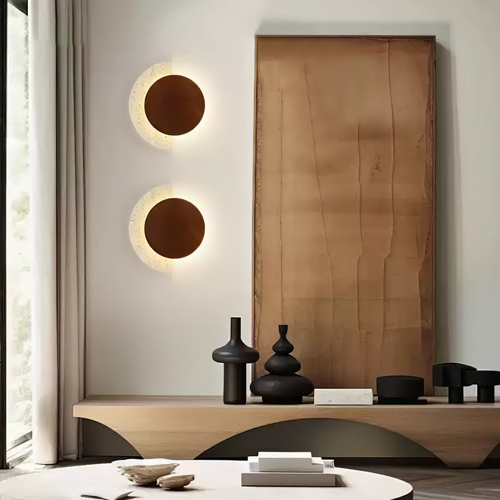 Coraeen Half-Moon Travertine Wall Light - Letslighting