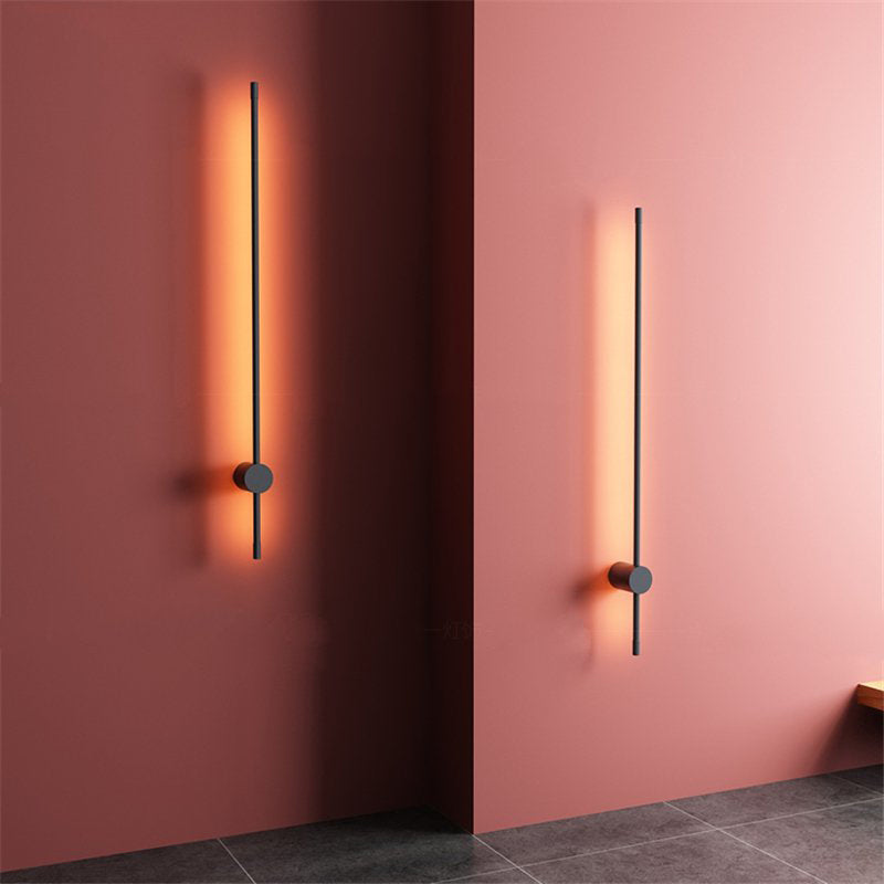 Ray Minimalista Lineal Metal Aplique de Pared Interior Negro