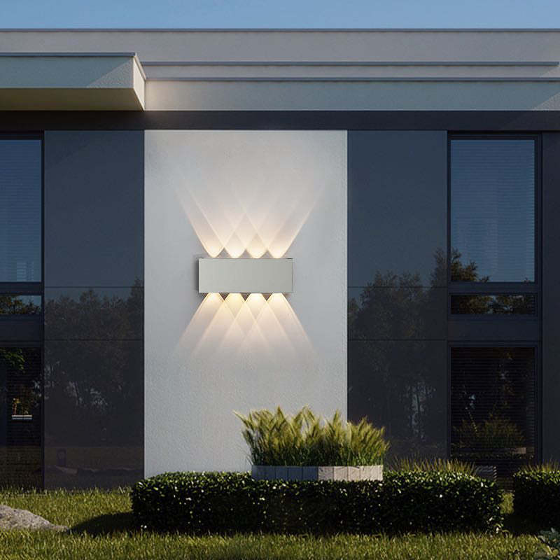 Ray Moderno Rectangular Metal/Acrílico Aplique de Pared Exterior