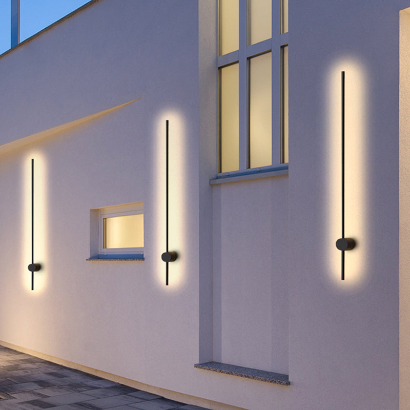 Ray Minimalista Lineal Metal Aplique de Pared Interior Negro