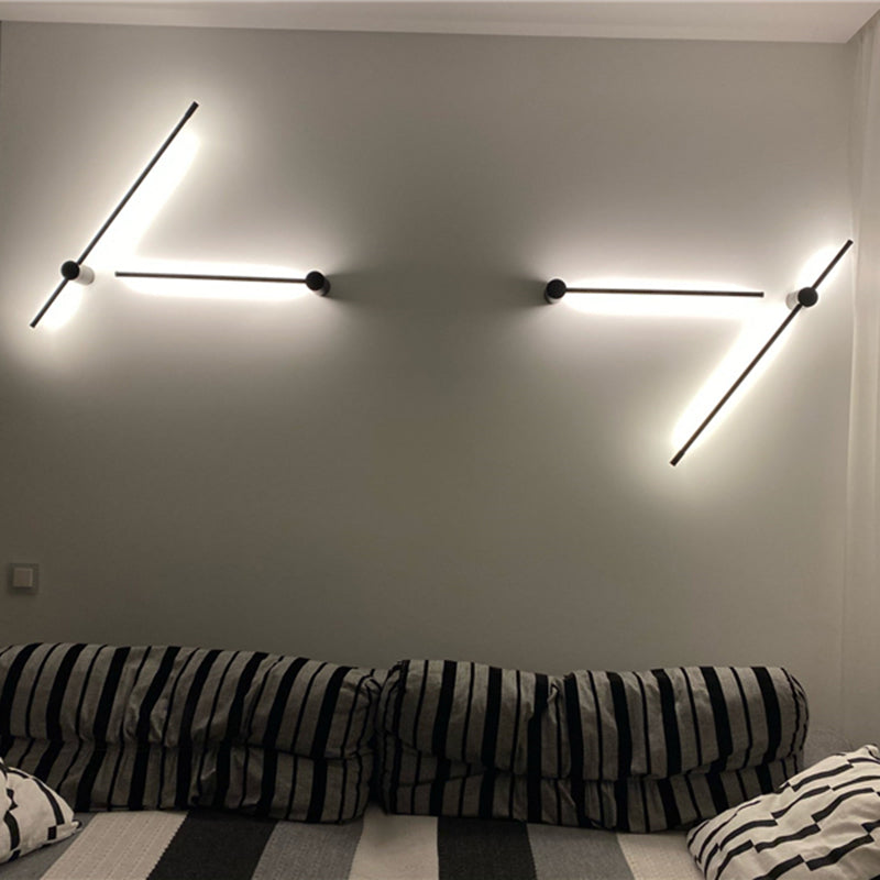 Ray Minimalista Lineal Metal Aplique de Pared Interior Negro