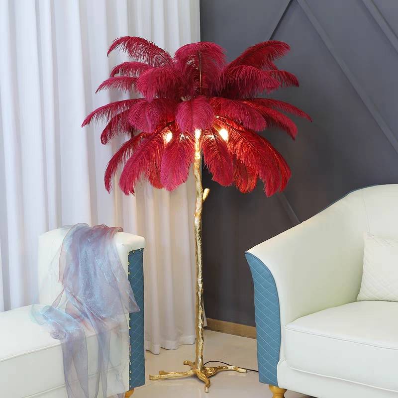 O'Moore Luxury Árbol Pluma/Resina Lámpara de Pie/Mesa