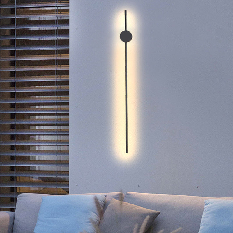 Ray Minimalista Lineal Metal Aplique de Pared Interior Negro