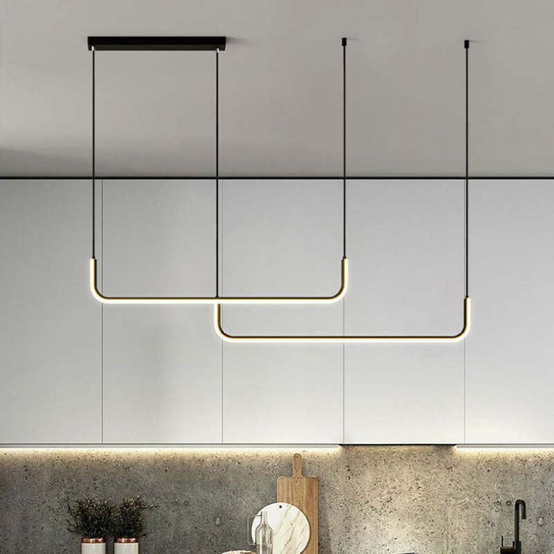 Arisha Minimalista Lineal Metal/Sílice Lámpara Colgante Dorada/Negra