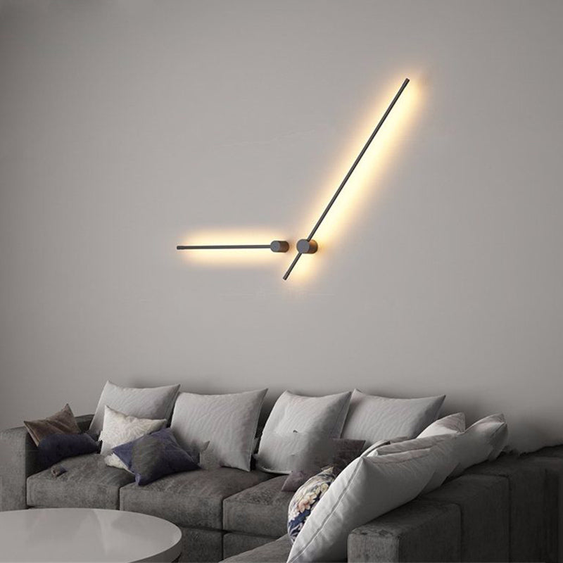 Ray Minimalista Lineal Metal Aplique de Pared Interior Negro