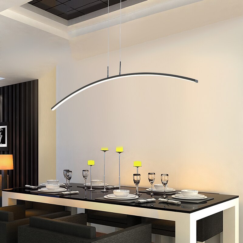 Arisha Minimalista Curva Lineal Metal Lámpara Colgante Negra/Blanca