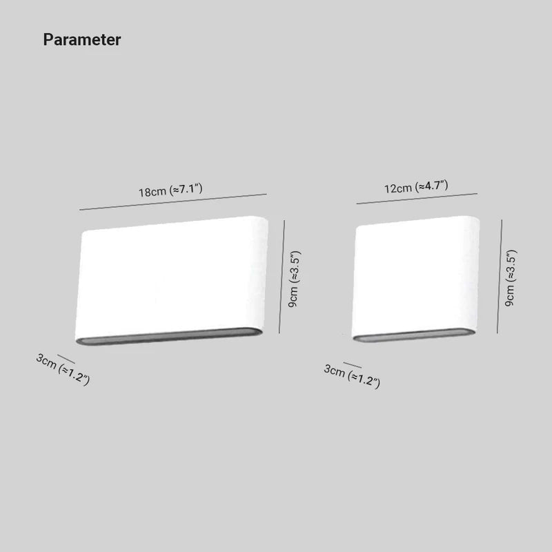 Ray Moderna LED Rectangular Metal/Acrílico Aplique de Pared Blanca/Negra