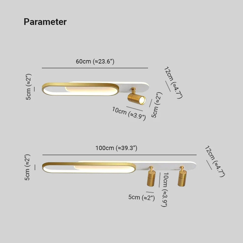 Aim Moderna LED Foco Metal/Acrílica Lámpara de Techo Negra/Dorada