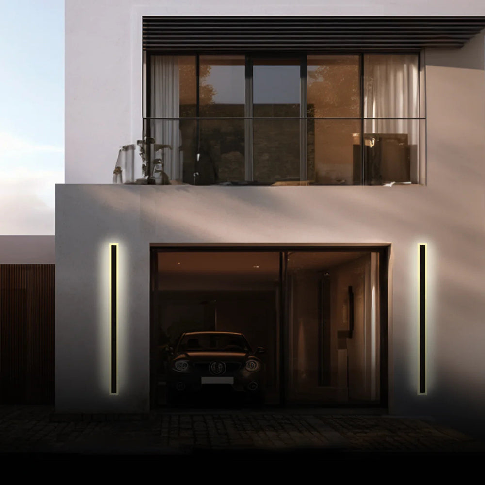 Ray Moderna Lineal Metal Aplique de Pared Exterior Negra