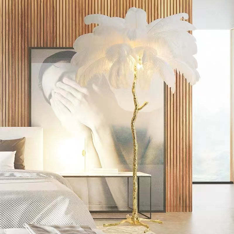 O'Moore Luxury Árbol Pluma/Resina Lámpara de Pie/Mesa