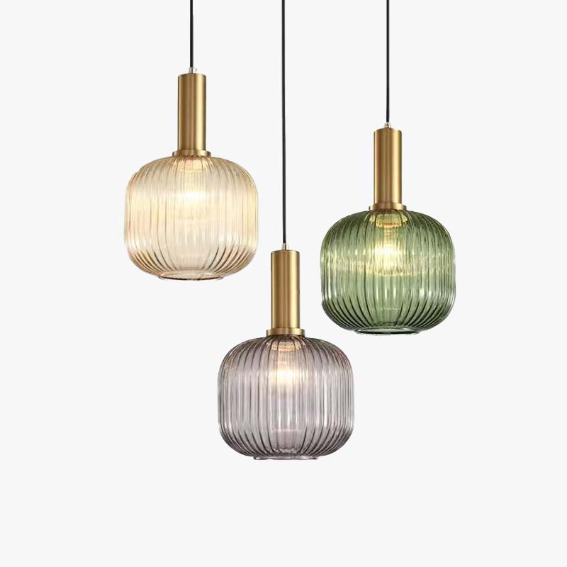Valentina Retro Nórdica Lámpara Colgante Metal/Vidrio Gris/Verde
