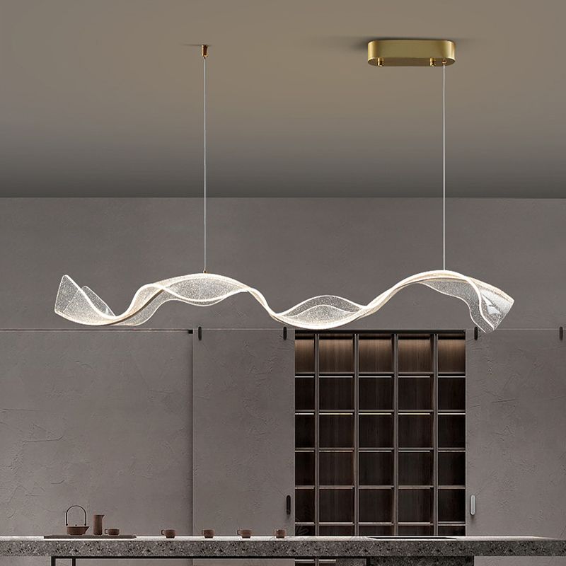 Kristy Moderna Onda Irregular Metal/Acrílico Lámpara Colgante Transparente