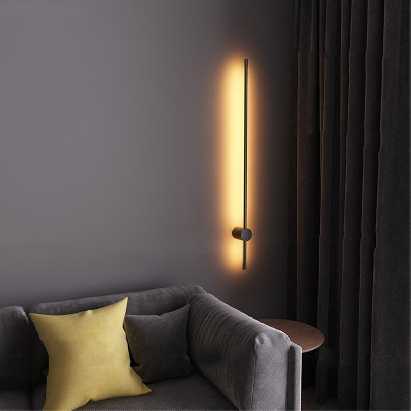 Ray Minimalista Lineal Metal Aplique de Pared Interior Negro