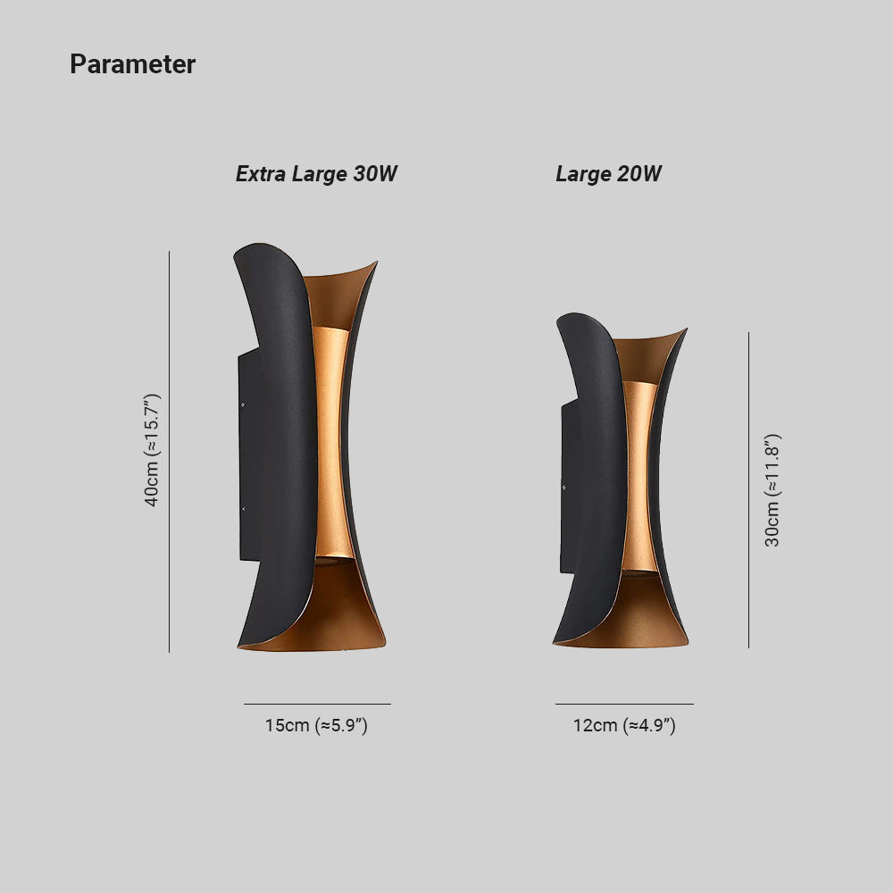 Ray Moderna Foco Metal Aplique de Pared Exterior Blanca/Negra