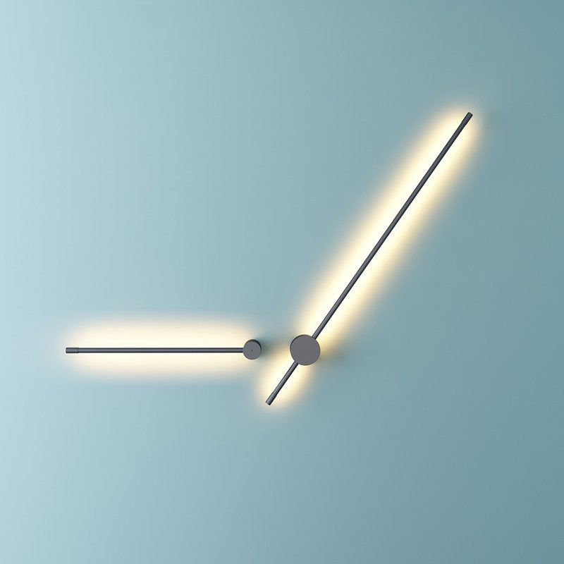 Ray Minimalista Lineal Metal Aplique de Pared Interior Negro